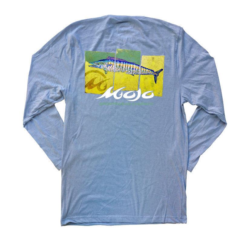 Wahoo Panels Long Sleeve T-Shirt - Heron Blue - S - Mojo Sportswear Company