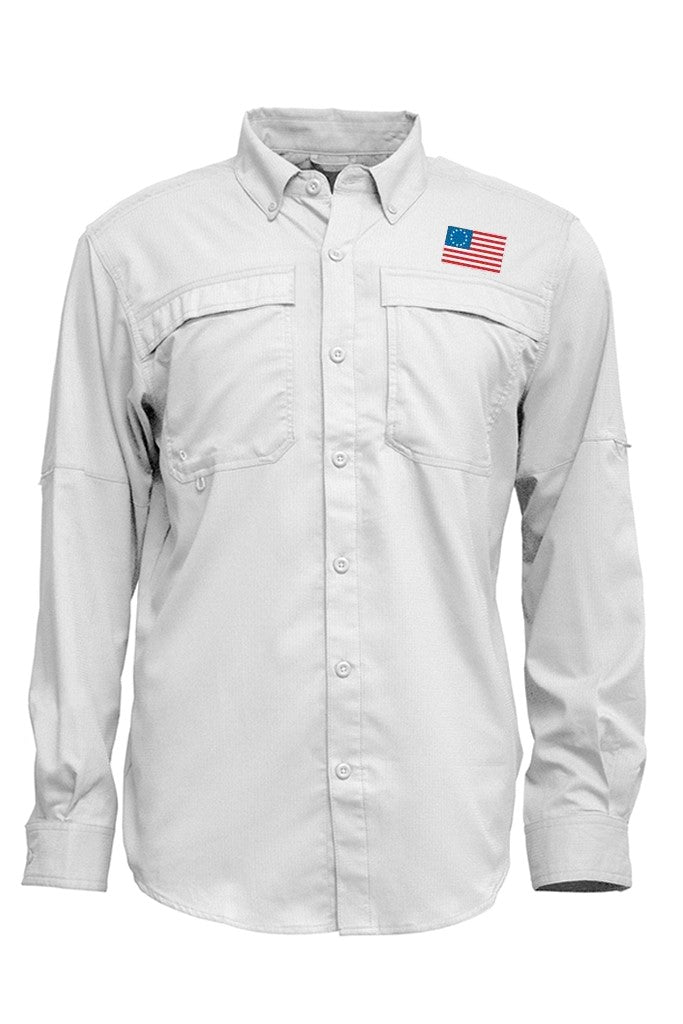 Long Sleeve Performance Fishing Shirt - Shop for Mens Fishing Apparel | Mojo Sportswear Company White Caps / XS