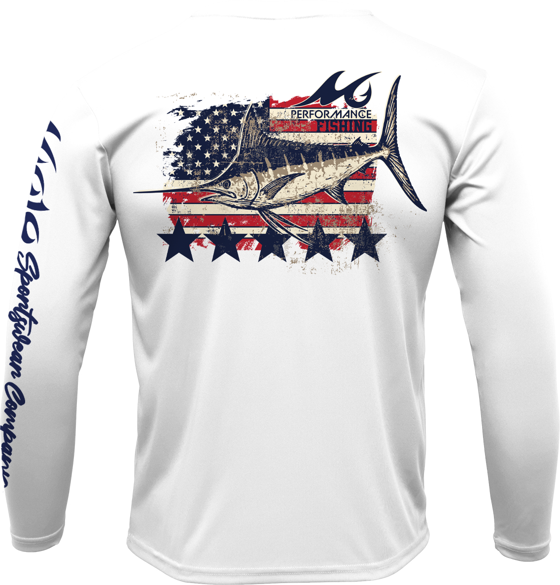 Men's SoWal Sun Jersey Patriotic Marlin Long Sleeve