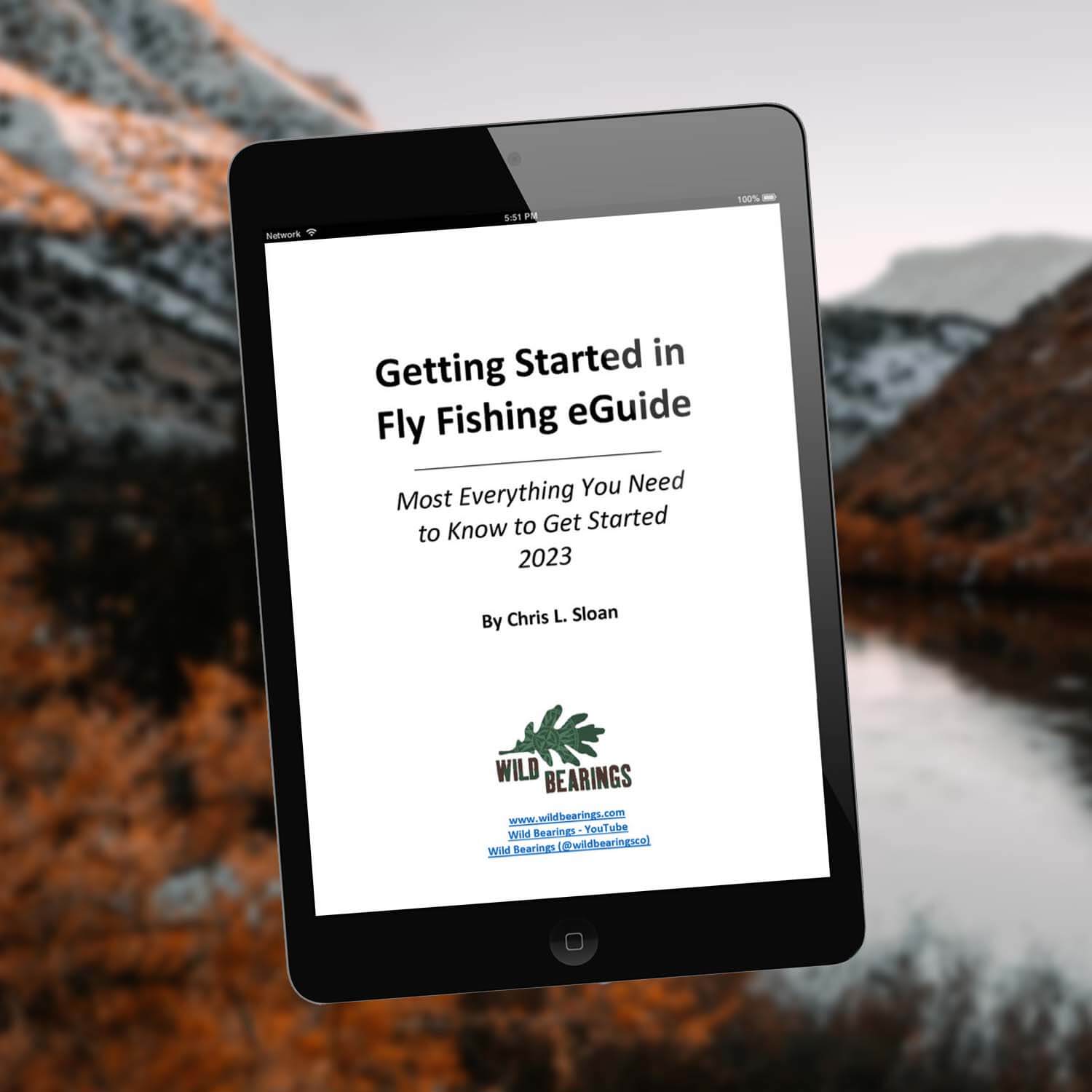 eBook cover on iPad reading Getting Started in Fly Fishing eGuide