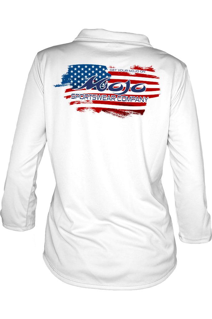 Americana Flag Ladies Shell Caye 1/4 Zip - Mojo Sportswear Company