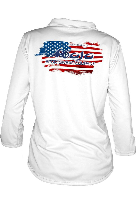 Americana Flag Ladies Shell Caye 1/4 Zip - Mojo Sportswear Company