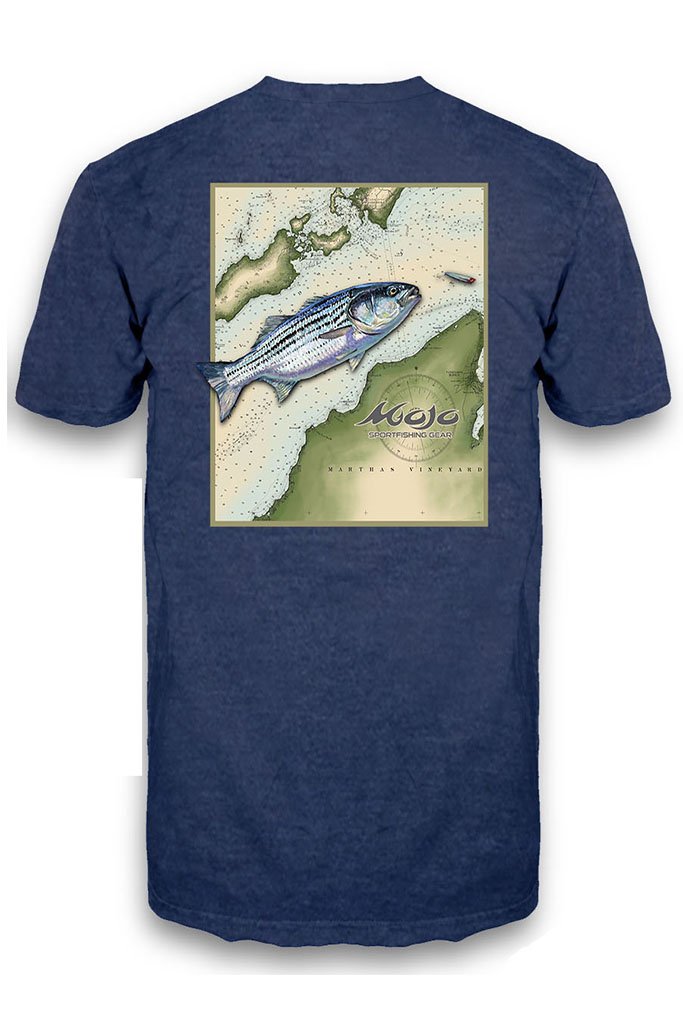 Striper Sea Chart Short Sleeve T-Shirt Nautical Navy / M