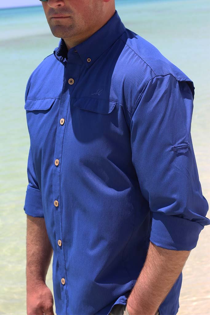 Fisherman Shirt | Performance Fishing Shirts | Mens Fishing Shirts - Mojo Sportswear Company Heron Blue / XS