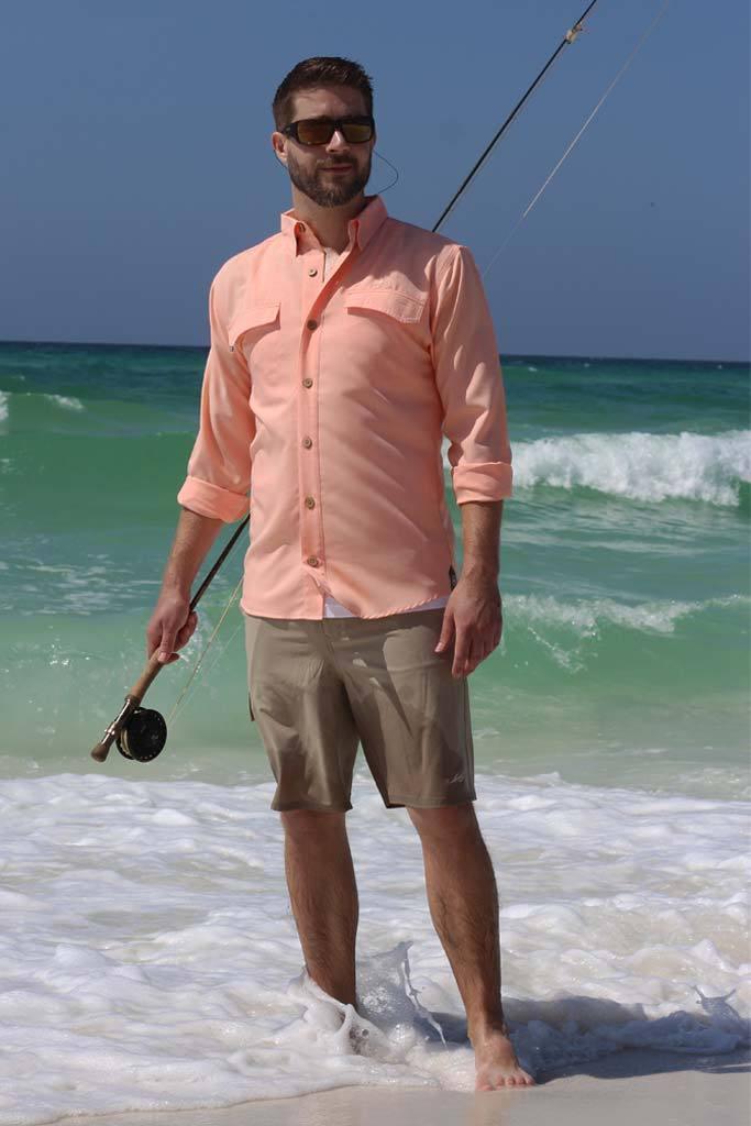 Coastal Linen Long Sleeve Fishing Shirt - Order Your Mens Fishing Apparel | Mojo Sportswear Company Sailor Sunset / S