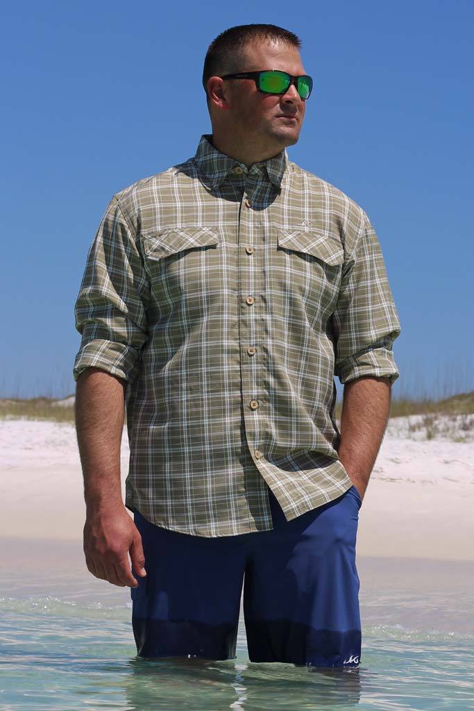 Traditional Coastal Plaid Short Sleeve - Osprey - S - Mojo Sportswear Company